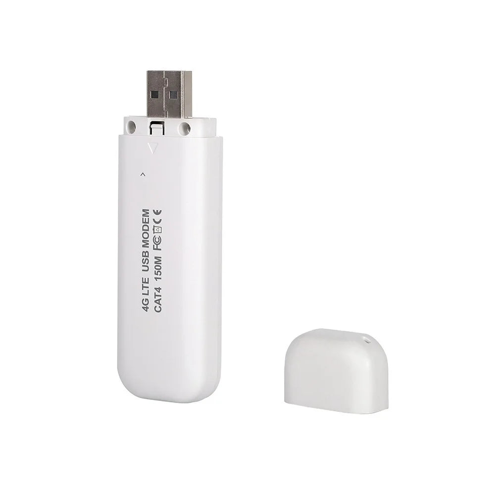 LTE 4G USB Modem with WiFi Hotspot WiFi Dongle Mini Mobile Router with SIM Card Slot 150Mbps DL 50Mbps UL Share Up to 10 WiFi Users - EU Version / White - 6