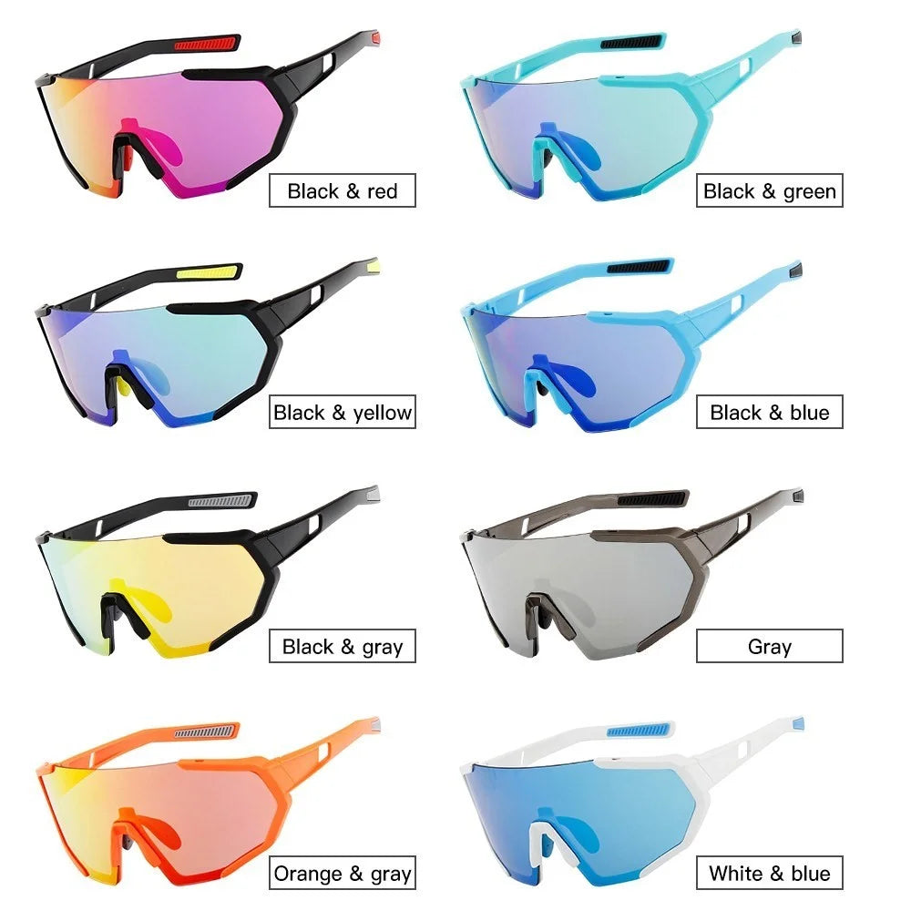 Sports Cycling Sunglasses with 2 Interchangeable Lenses UV400 Protection MTB Road Riding Fishing Golf Baseball Running Glasses - Orange+Grey - 2