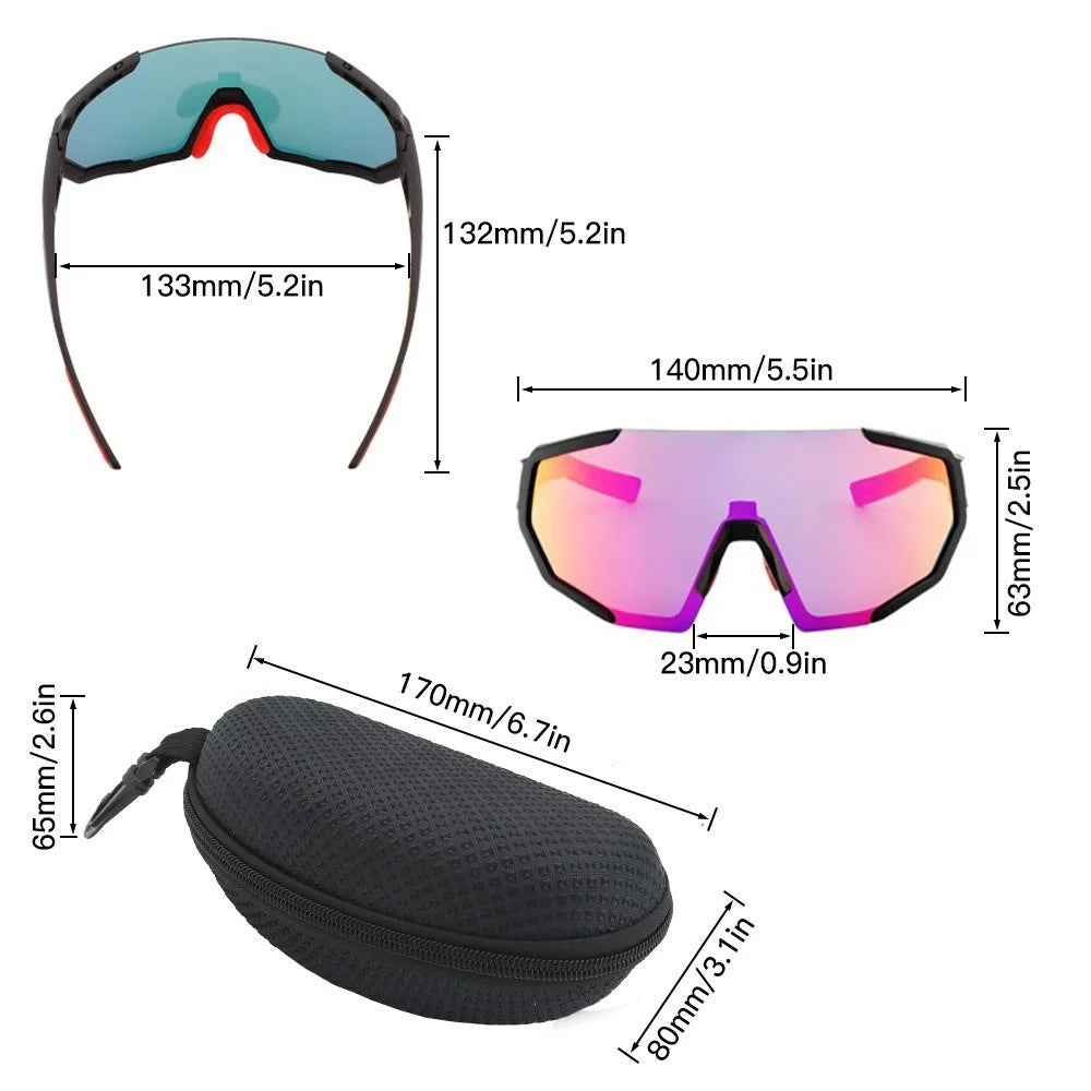 Sports Cycling Sunglasses with 2 Interchangeable Lenses UV400 Protection MTB Road Riding Fishing Golf Baseball Running Glasses - Orange+Grey - 4