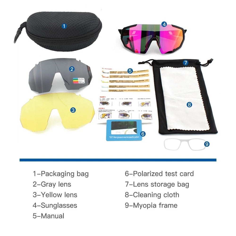 Sports Cycling Sunglasses with 2 Interchangeable Lenses UV400 Protection MTB Road Riding Fishing Golf Baseball Running Glasses - Orange+Grey - 5