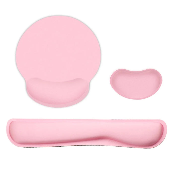 Ergonomic Memory Foam Keyboard Wrist Rest Mouse Pad Set Anti-slip Rubber Base Wrist Pad - Pink - 1