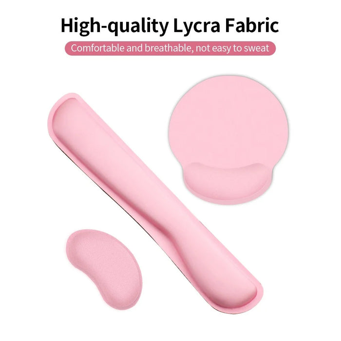 Ergonomic Memory Foam Keyboard Wrist Rest Mouse Pad Set Anti-slip Rubber Base Wrist Pad - Pink - 6