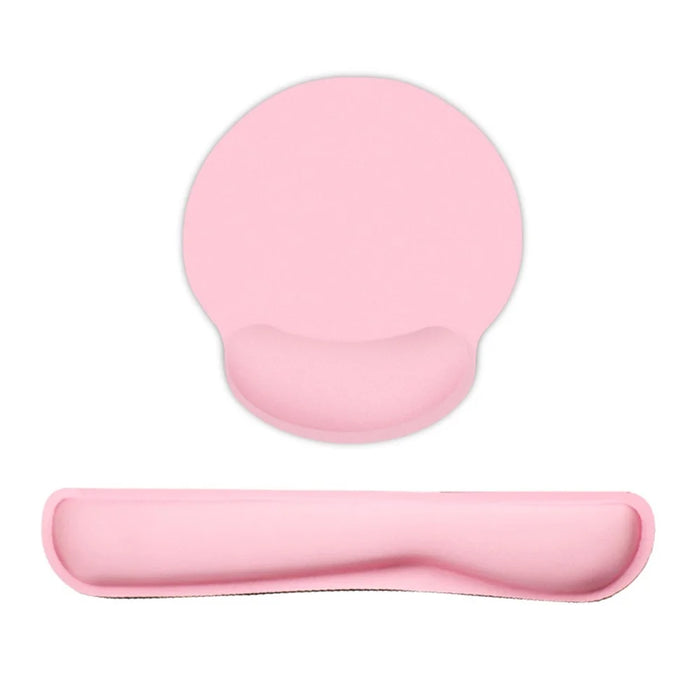 Memory Foam Keyboard Wrist Rest Pad Mouse Pad Set Keyboard Mouse Wrist Pad Cushion Anti-slip Rubber Base - Pink - 1