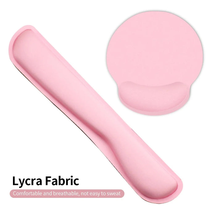 Memory Foam Keyboard Wrist Rest Pad Mouse Pad Set Keyboard Mouse Wrist Pad Cushion Anti-slip Rubber Base - Pink - 2