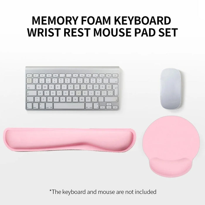 Memory Foam Keyboard Wrist Rest Pad Mouse Pad Set Keyboard Mouse Wrist Pad Cushion Anti-slip Rubber Base - Pink - 5