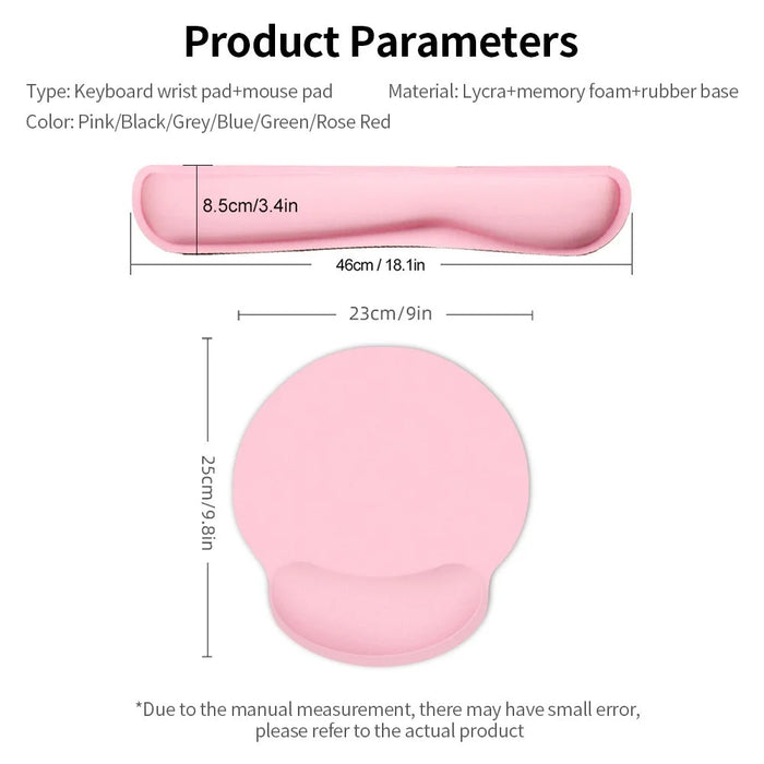 Memory Foam Keyboard Wrist Rest Pad Mouse Pad Set Keyboard Mouse Wrist Pad Cushion Anti-slip Rubber Base - Pink - 6