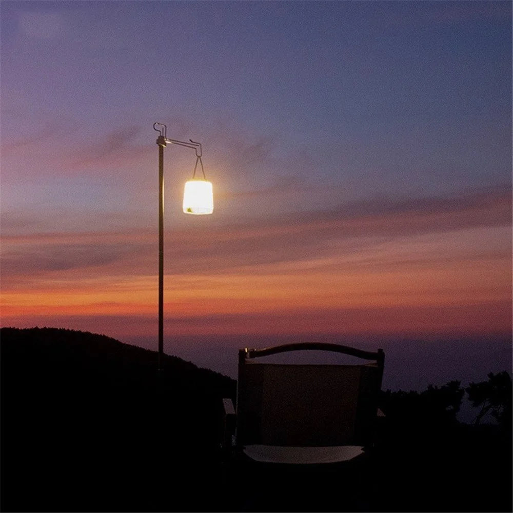 Portable Folding Aluminum Alloy Lamp Pole Adjustable Lantern Holder Rod with Storage Bag for Camping Hiking Fishing Backpacking - Black - 3