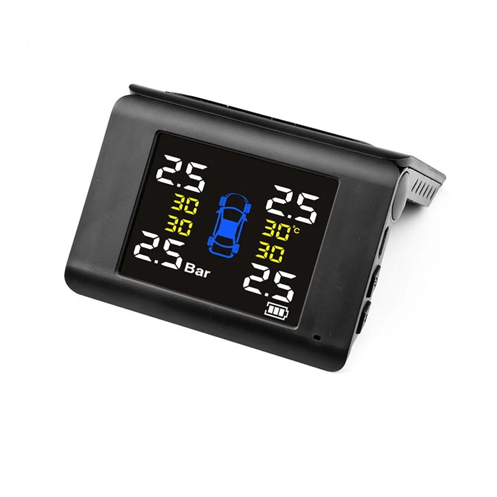 LCD High Precision Large Display Solar Wireless Tire Pressure Monitor TPMS Tire Pressure Detector Car Tyre Monitoring System with 4 Internal Sensors - 2