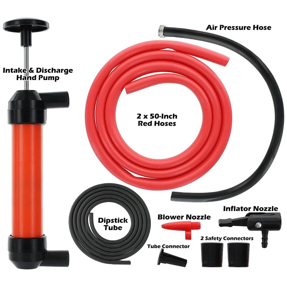 Safe Durable Multi-use Car Fuel Transfer Siphoning Pump Kit with Intake and Discharge Hand Pump for Gas Oil and Liquids - 5