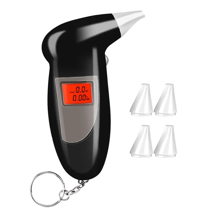 Keychain Breathalyzer Portable Digital Breath Alcohol Tester Backlit LED Digital Accurate BAC Detector with 5 Mouthpieces for Personal Use - 1