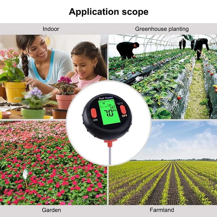 JHL9918 Soil PH Meter Digital Plant Temperature Soil Moisture Tester Intensity Backlit LCD Display Soil Test Meter for Gardening Farming - 5