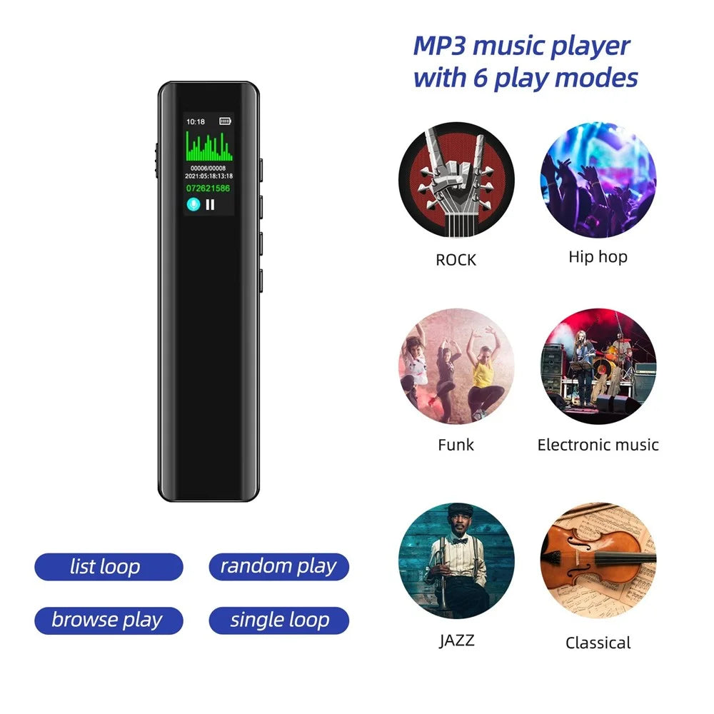 8GB Digital Voice Recorder 60hrs Voice Activated Recording Device Dictaphone MP3 Player 3072KBPS HD Small Tape Recorder for Lectures Meetings Interviews - 4