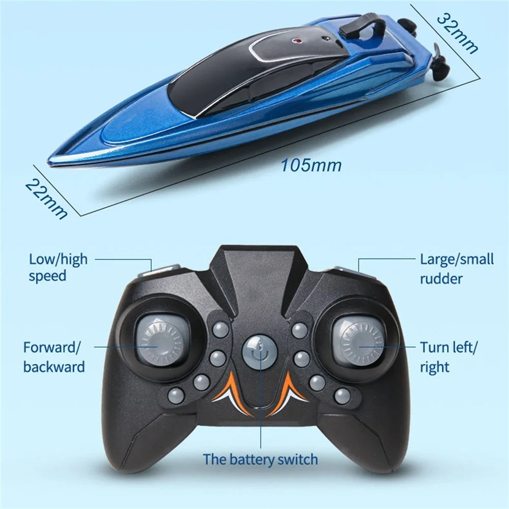 2.4GHz Mini RC Boat Remote Control Boat Waterproof RC Toy Kids Gift - Blue - 3
