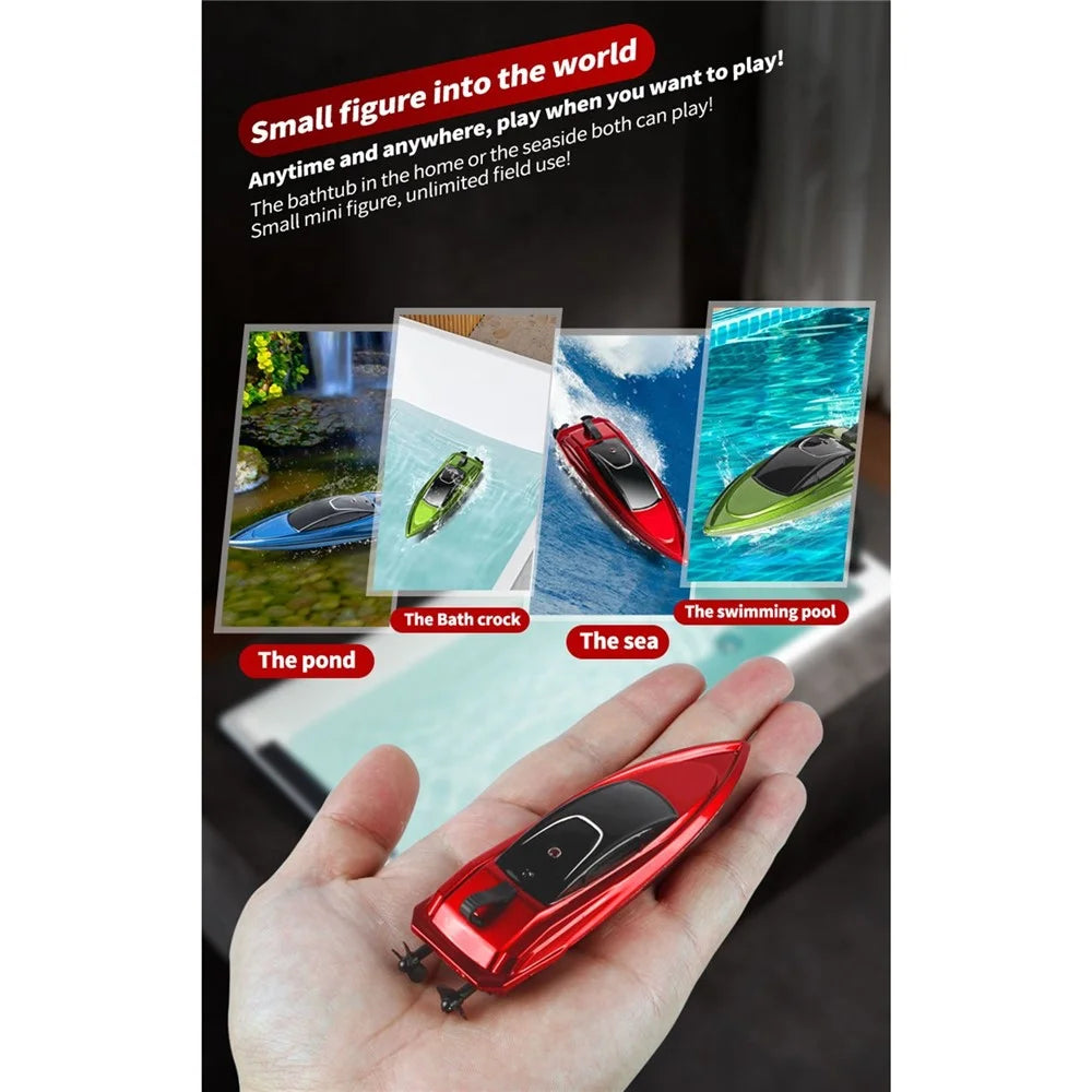 2.4GHz Mini RC Boat Remote Control Boat Waterproof RC Toy Kids Gift - Blue - 5