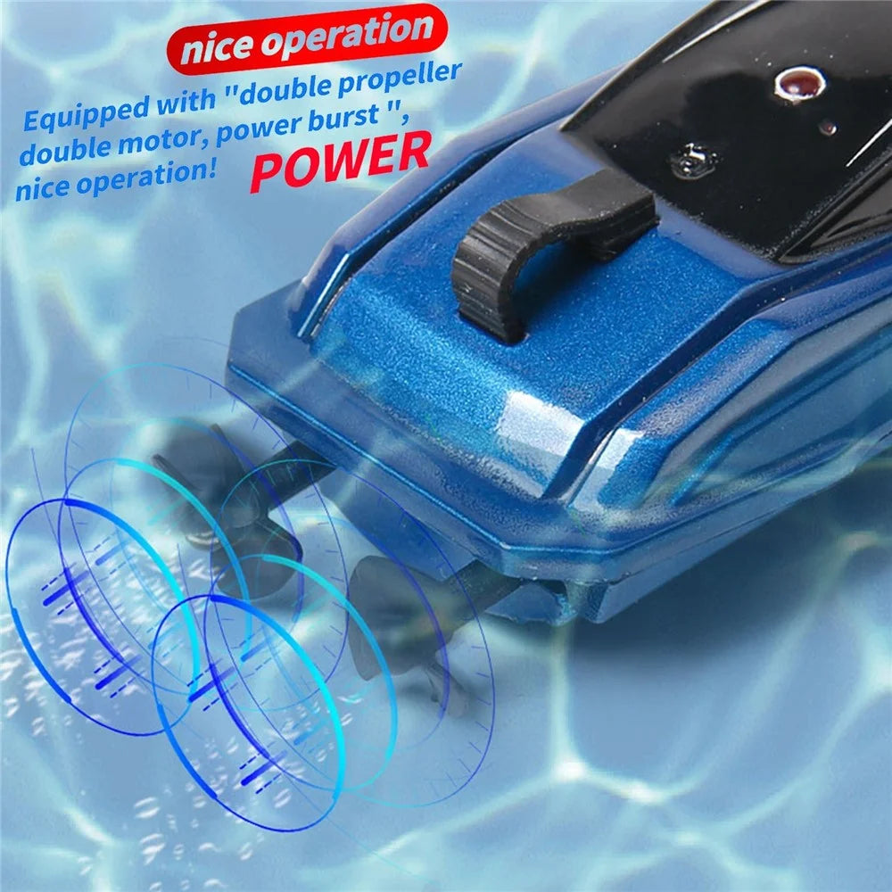 2.4GHz Mini RC Boat Remote Control Boat Waterproof RC Toy Kids Gift - Blue - 6