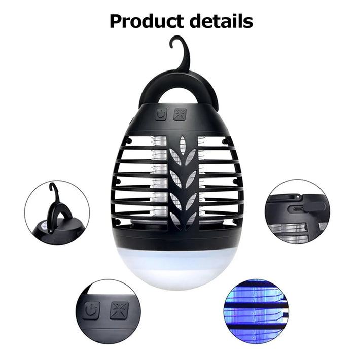 USB Rechargeable Mosquito Killing Lamp IPX6 Water-resistant Flying Insect Bug Zapper Killer Portable Tent Light - 3