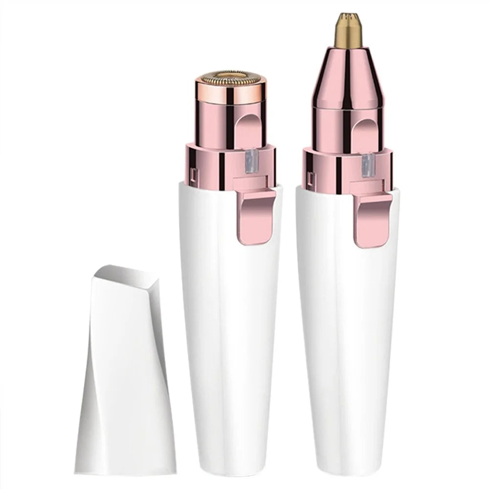 Facial Hair Remover Painless Hair Trimmer Lipstick Shape 2-in-1 Eyebrow Razor Ladies Electric Shaver Built-in Battery - 3