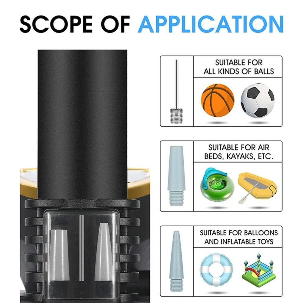 WEST BIKING Bike Pump Foot Bicycle Tire Pump High Pressure 140PSI Fast Inflation Air Pump Inflator with Barometer for Road Mountain Bike Balls - Black - 5