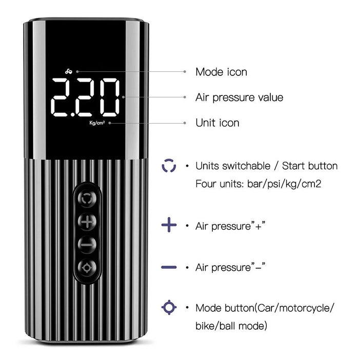 LICHEERS 2 in 1 Car Air Compressor Portable Tire Inflator Auto Pump Digital Tire Pump with LED Light 150PSI Car Tyre Inflator - 4