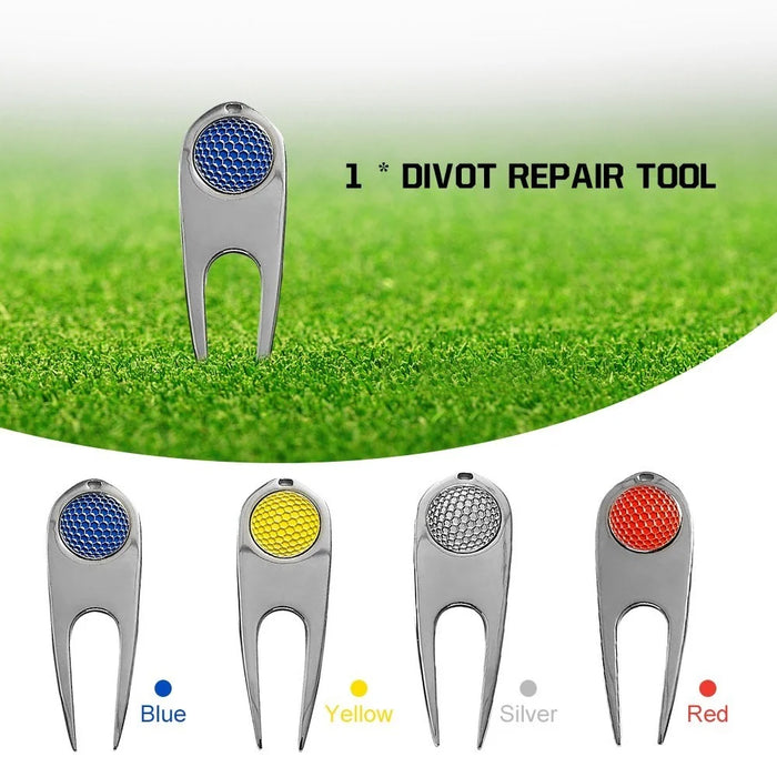 11 Pcs Golf Set  Golf Training Accessories with 6 Golf Tees 3 Golf Balls Divot Repair Tool Leather Box Set - Red - 7