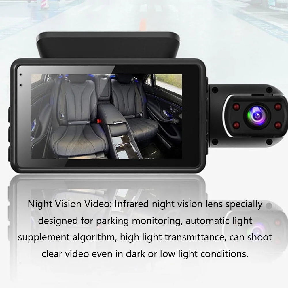 1080P DVR Dash Camera Front and Inside Dual Camera Car Dashcam 3 inch Gravity Sensing IPS Screen Driving Recorder with Night Vision 170-Degree Wide Angle G-Sensor Parking Monitor - 6