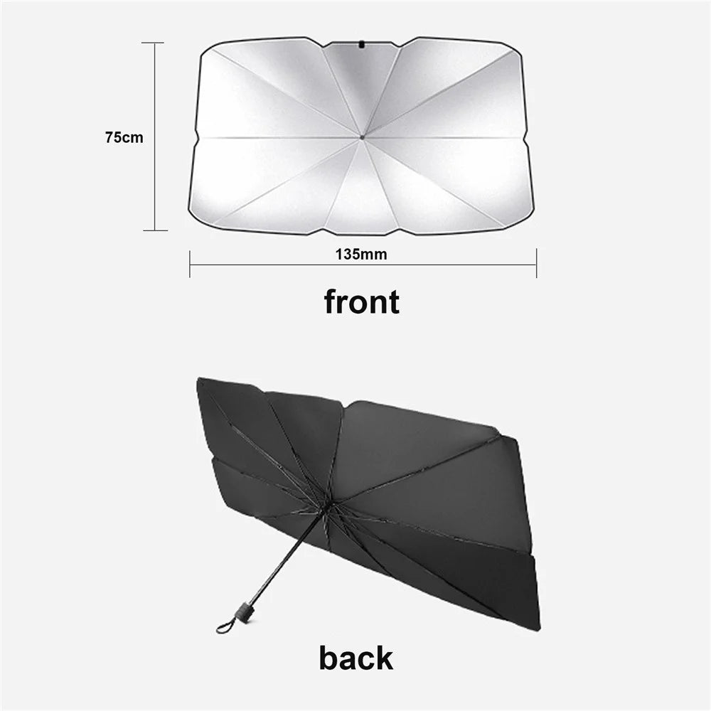 Foldable Design Portable Car Windshield Sun Shade Umbrella Car Umbrella Cover Block Car Front Window - 3