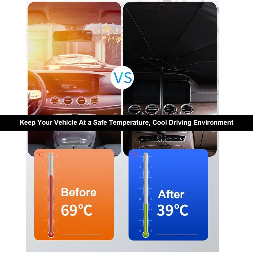 Foldable Design Portable Car Windshield Sun Shade Umbrella Car Umbrella Cover Block Car Front Window - 6