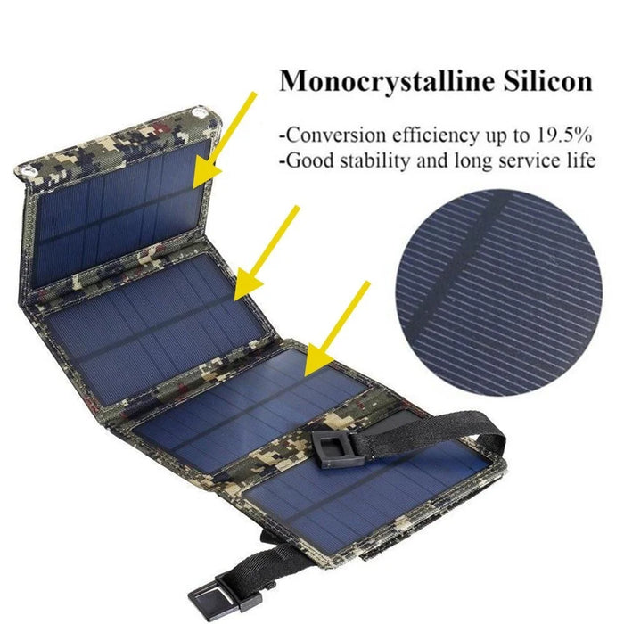 USB Solar Charger 20W Weather-Proof Durable Portable  Foldable Solar Panel Phone Charger for Camping Outdoors for iPhone / Android Smartphones / iPads / Android Tablets - 4