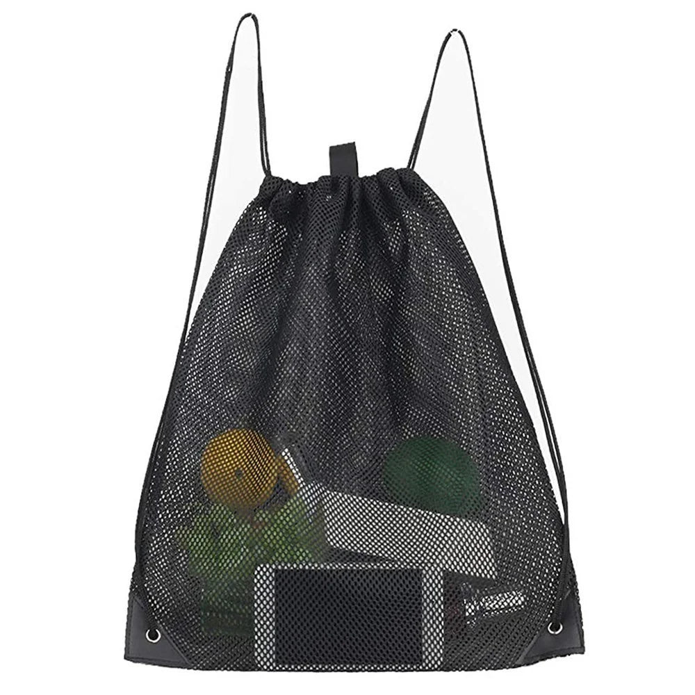 Mesh Drawstring Bag Adjustable Strip Backpack Sport Gym Equipment Storage Bag Swimming Pool Bag Organizer - 3