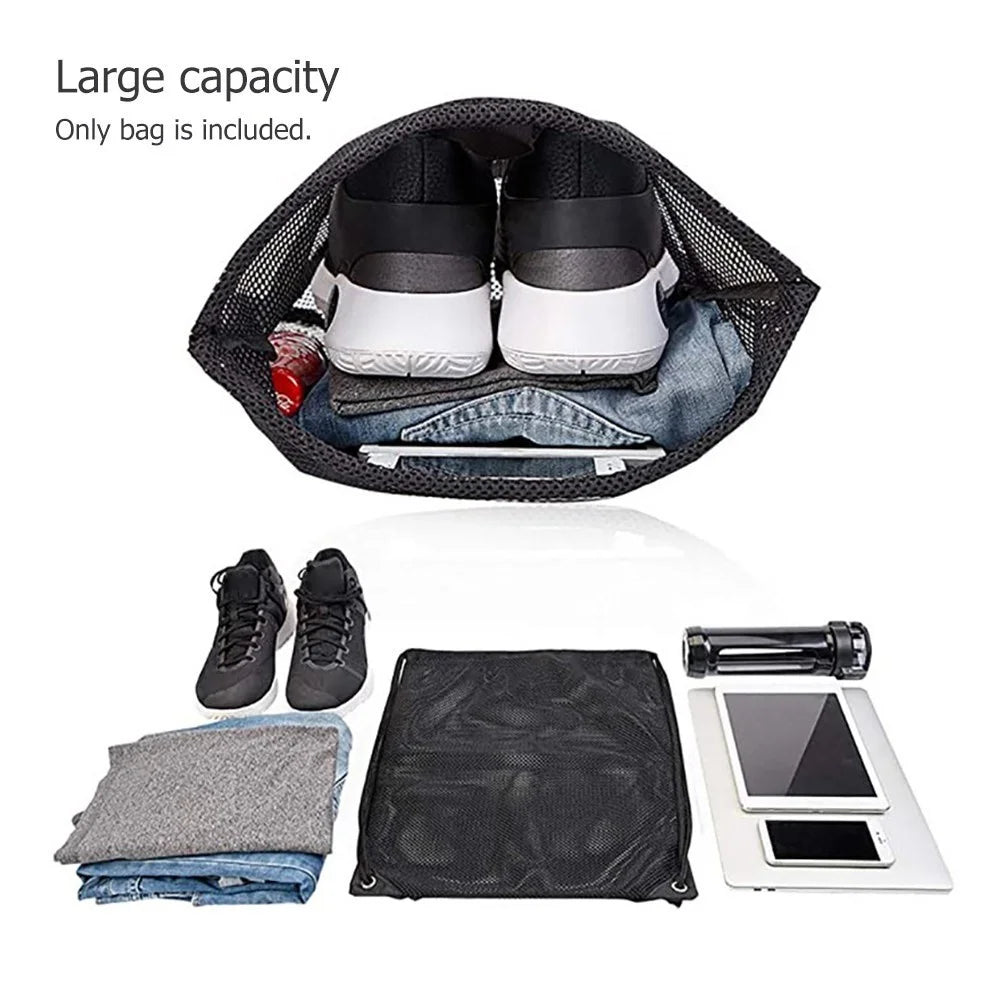 Mesh Drawstring Bag Adjustable Strip Backpack Sport Gym Equipment Storage Bag Swimming Pool Bag Organizer - 6
