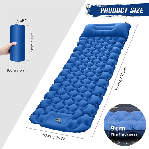 Camping Mat Ultralight Inflatable Sleeping Mattress Hiking Trekking Portable Travel Waterproof Sleeping Folding Bed with Air Pillow - Orange - 2