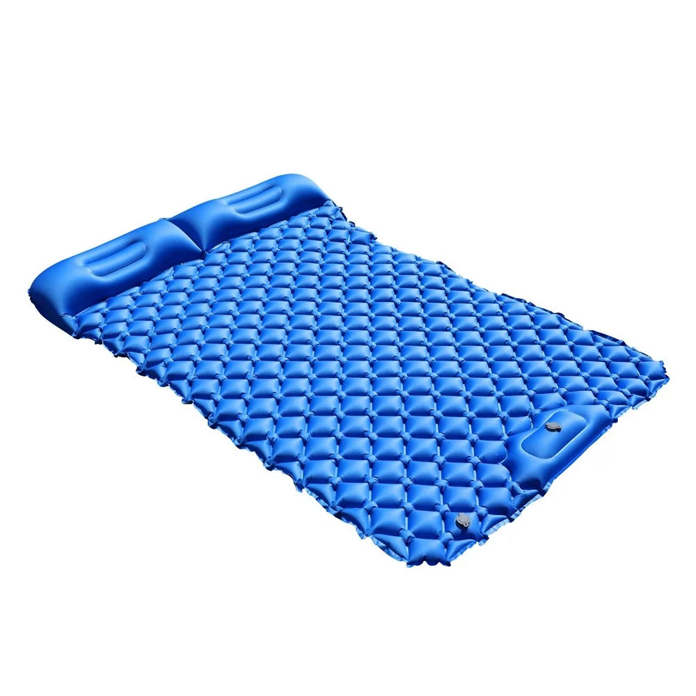 Inflatable Sleeping Pad Lightweight Camping Mattress Camp Air Mat Bed with Pillows for Hiking Backpacking Camping - Dark Blue - 1