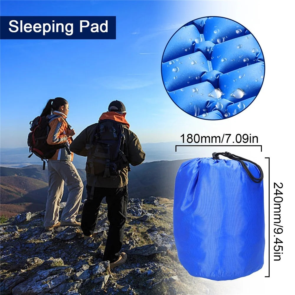 Inflatable Sleeping Pad Lightweight Camping Mattress Camp Air Mat Bed with Pillows for Hiking Backpacking Camping - Dark Blue - 3