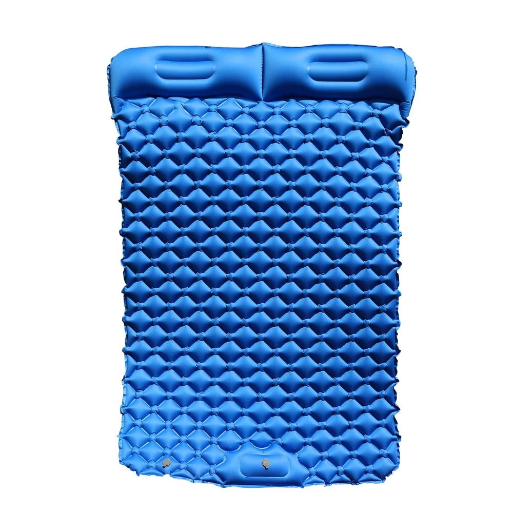 Inflatable Sleeping Pad Lightweight Camping Mattress Camp Air Mat Bed with Pillows for Hiking Backpacking Camping - Dark Blue - 5