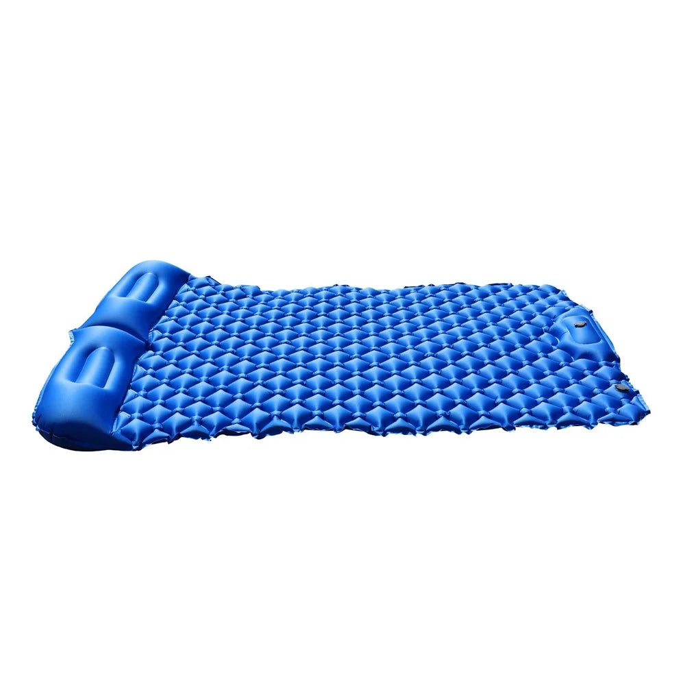 Inflatable Sleeping Pad Lightweight Camping Mattress Camp Air Mat Bed with Pillows for Hiking Backpacking Camping - Dark Blue - 7