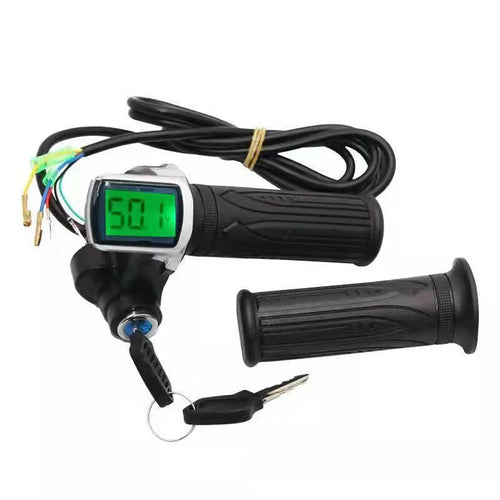 1 Pair Throttle Grip Handlebar 24V/36V Electric Scooter Bike Twist Grip Throttle Set with LED Display Screen Handle and Power Key Locker - 24V - 1