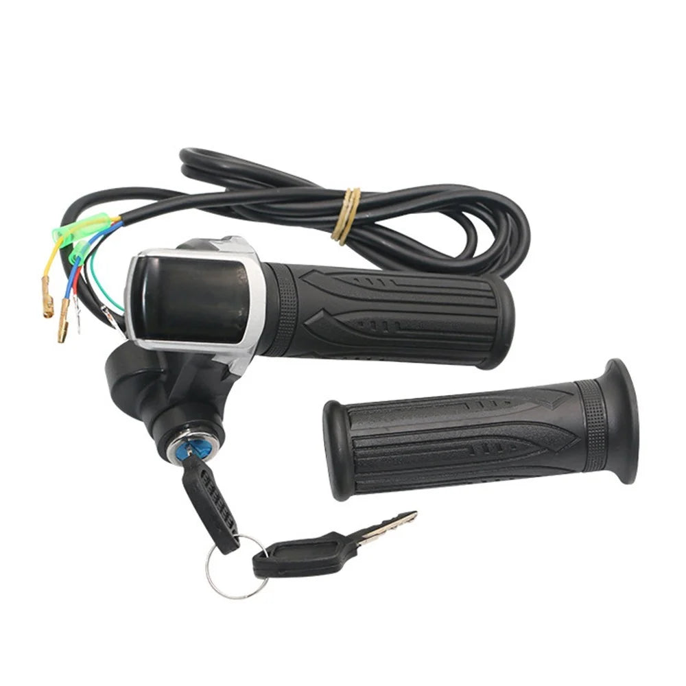 1 Pair Throttle Grip Handlebar 24V/36V Electric Scooter Bike Twist Grip Throttle Set with LED Display Screen Handle and Power Key Locker - 24V - 6