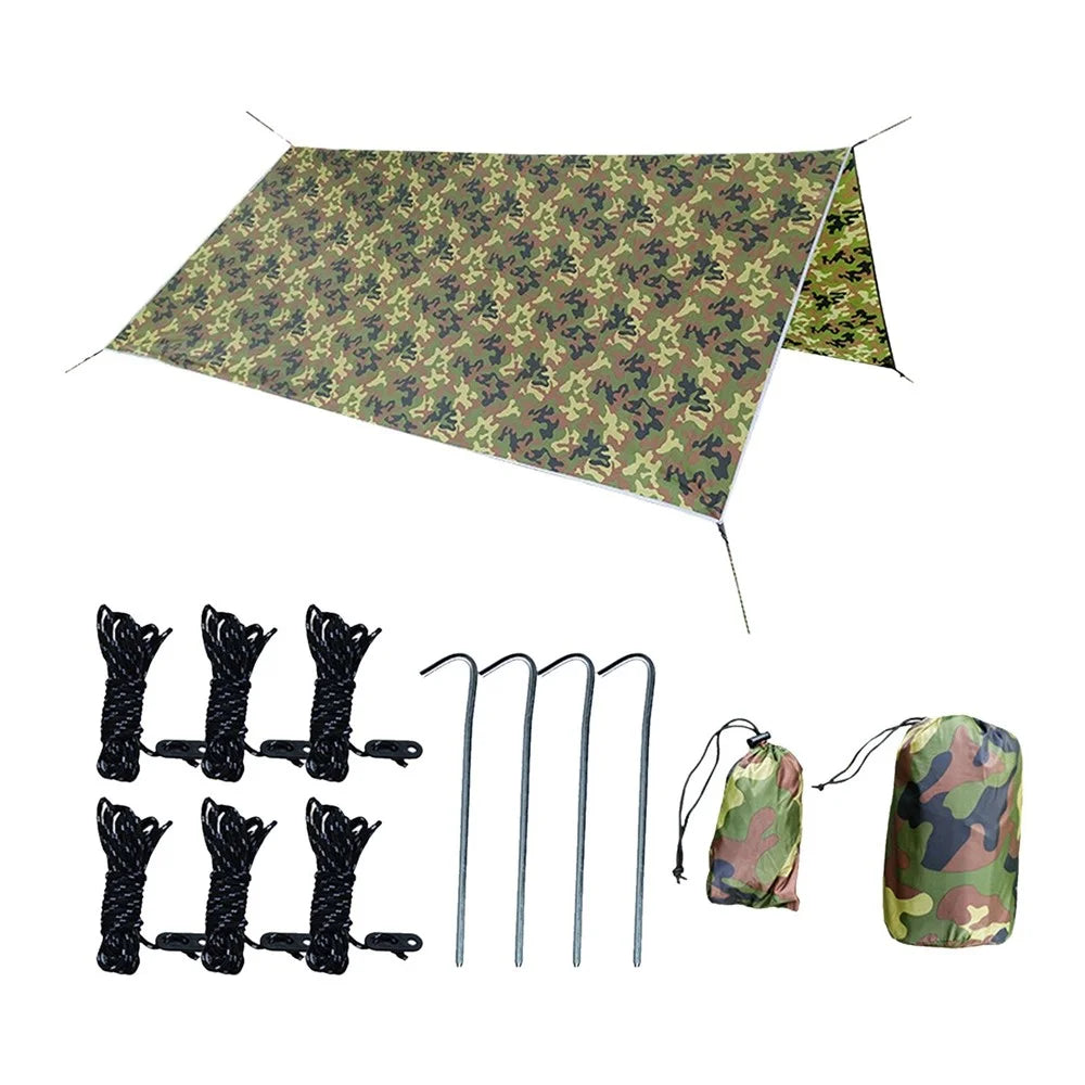 Camping Tent Tarp Outdoor Patio Garden Backyard Sail Canopy Camouflage Tarpaulin Shelter Waterproof Rain Fly UV Resistant Sun Shade - 1