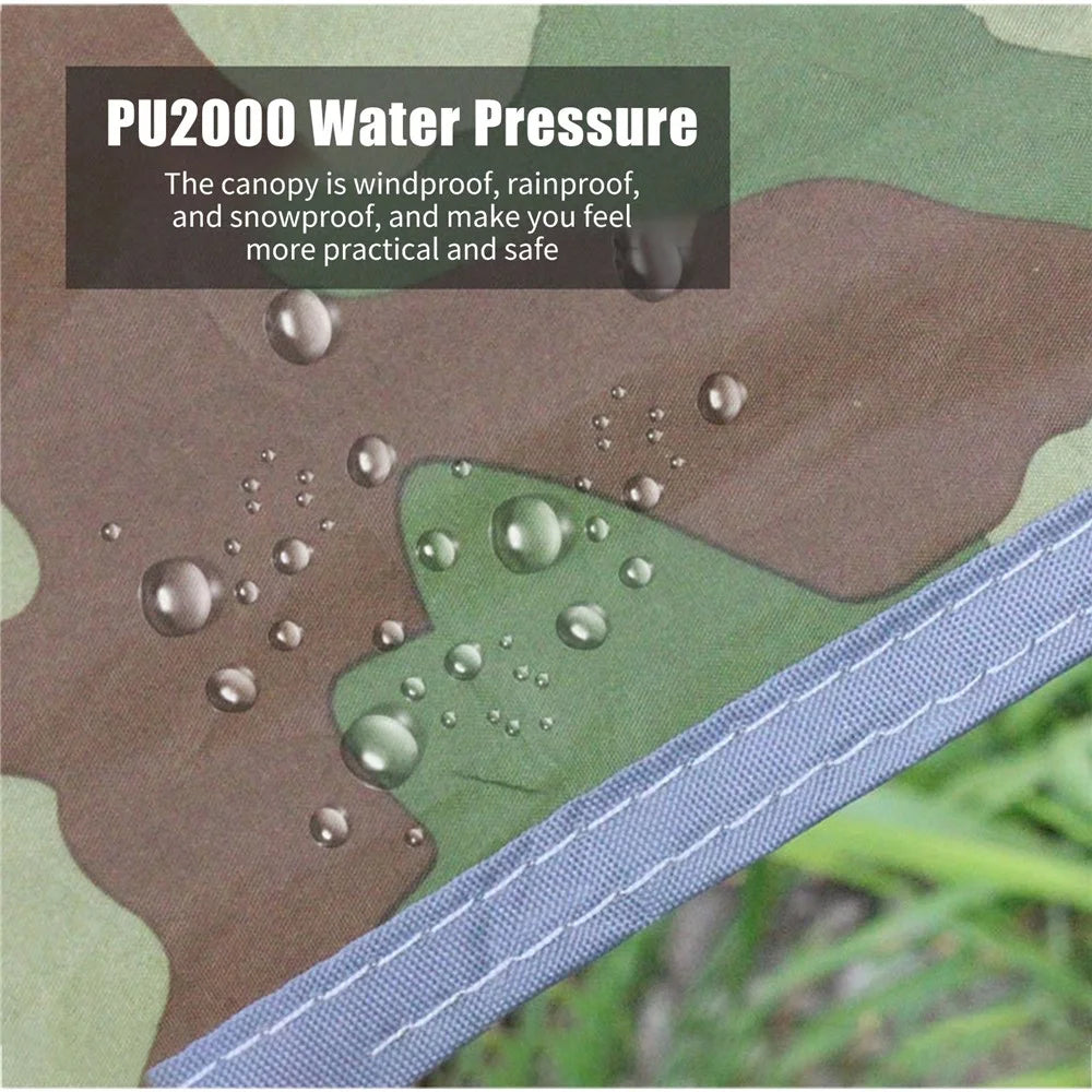 Camping Tent Tarp Outdoor Patio Garden Backyard Sail Canopy Camouflage Tarpaulin Shelter Waterproof Rain Fly UV Resistant Sun Shade - 2