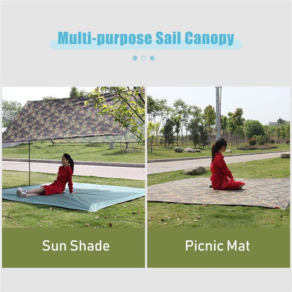 Camping Tent Tarp Outdoor Patio Garden Backyard Sail Canopy Camouflage Tarpaulin Shelter Waterproof Rain Fly UV Resistant Sun Shade - 3