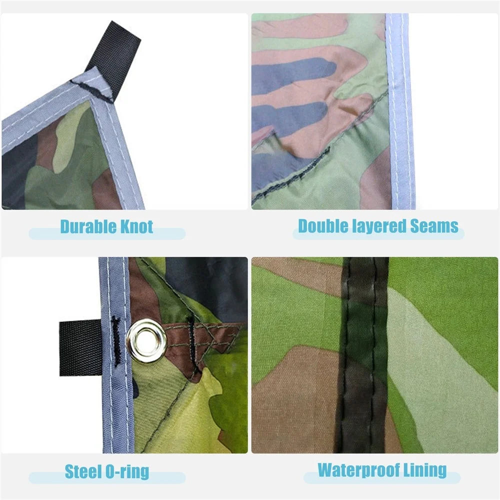 Camping Tent Tarp Outdoor Patio Garden Backyard Sail Canopy Camouflage Tarpaulin Shelter Waterproof Rain Fly UV Resistant Sun Shade - 4