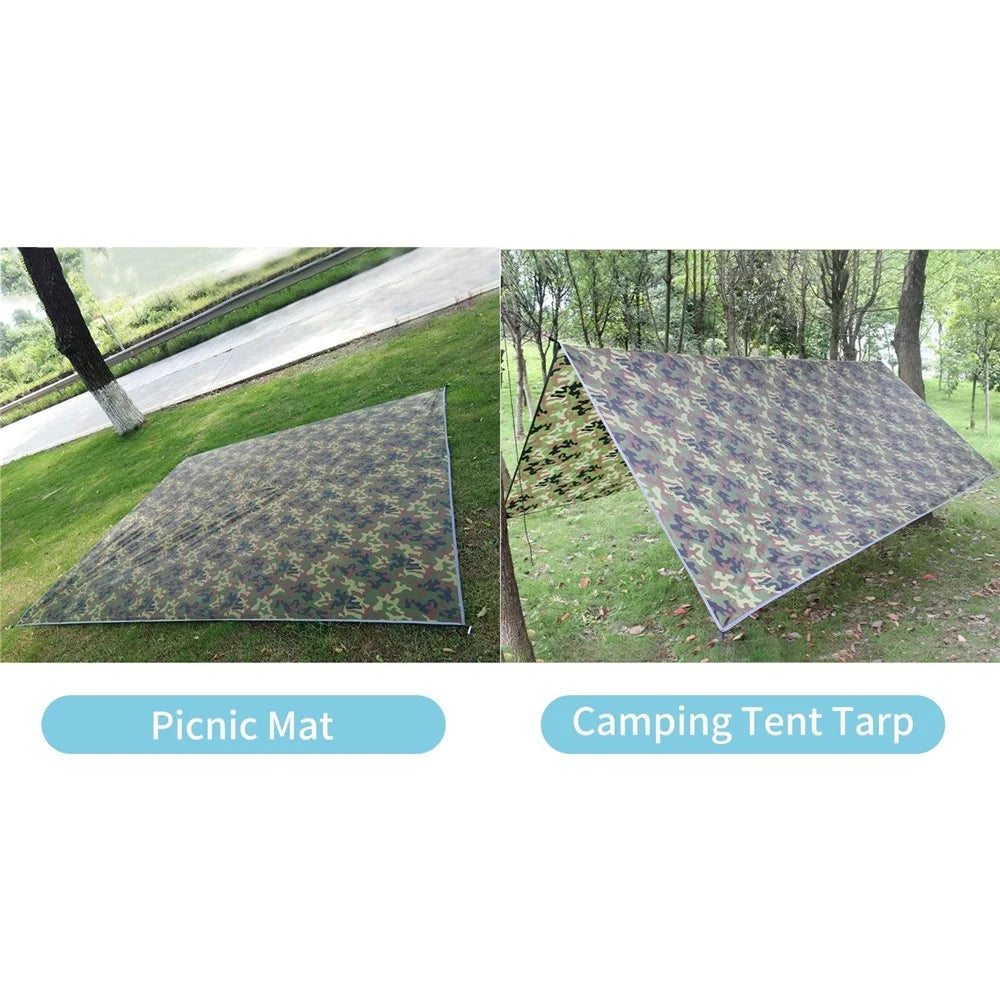 Camping Tent Tarp Outdoor Patio Garden Backyard Sail Canopy Camouflage Tarpaulin Shelter Waterproof Rain Fly UV Resistant Sun Shade - 5
