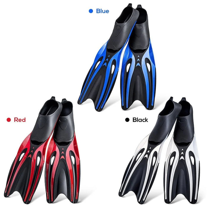 Snorkeling Fins Adult Long Full Foot Pocket Flippers Lightweight Comfortable Scuba Diving Flippers Snorkeling Gear Snorkeling Equipment - Black/M - 2