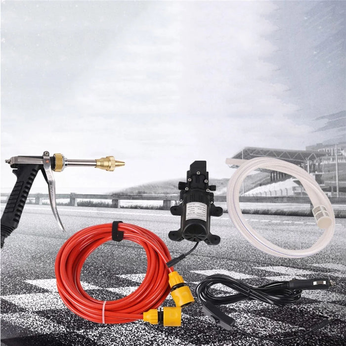 Portable Car High Pressure Washer 12V Water Pump Jet Wash Cleaner Hose Van Kit - 2