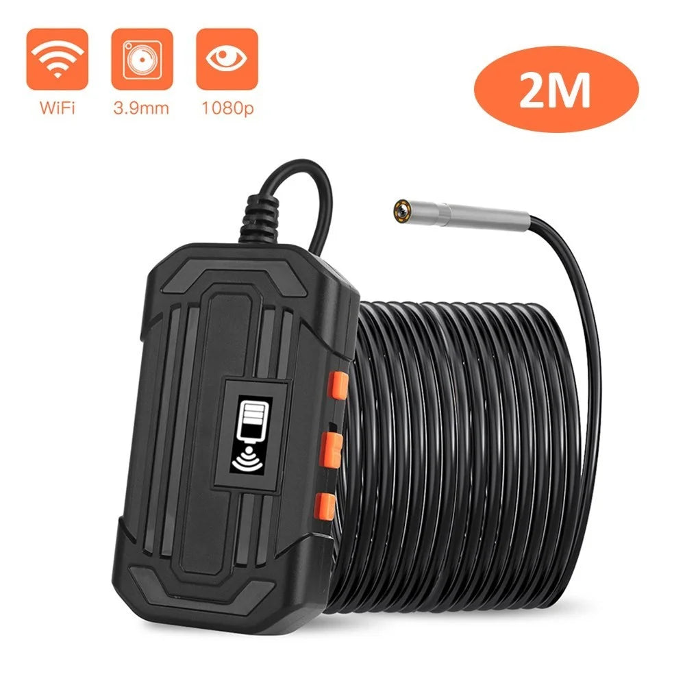 2m Hard Wire Wireless Fidelity Connected Industrial Endoscope Borescope IP67 Waterproof Inspection Camera with Built-in 6pcs Dimmable LEDs 3.9mm Lens 1960*1080 Resolution - 4