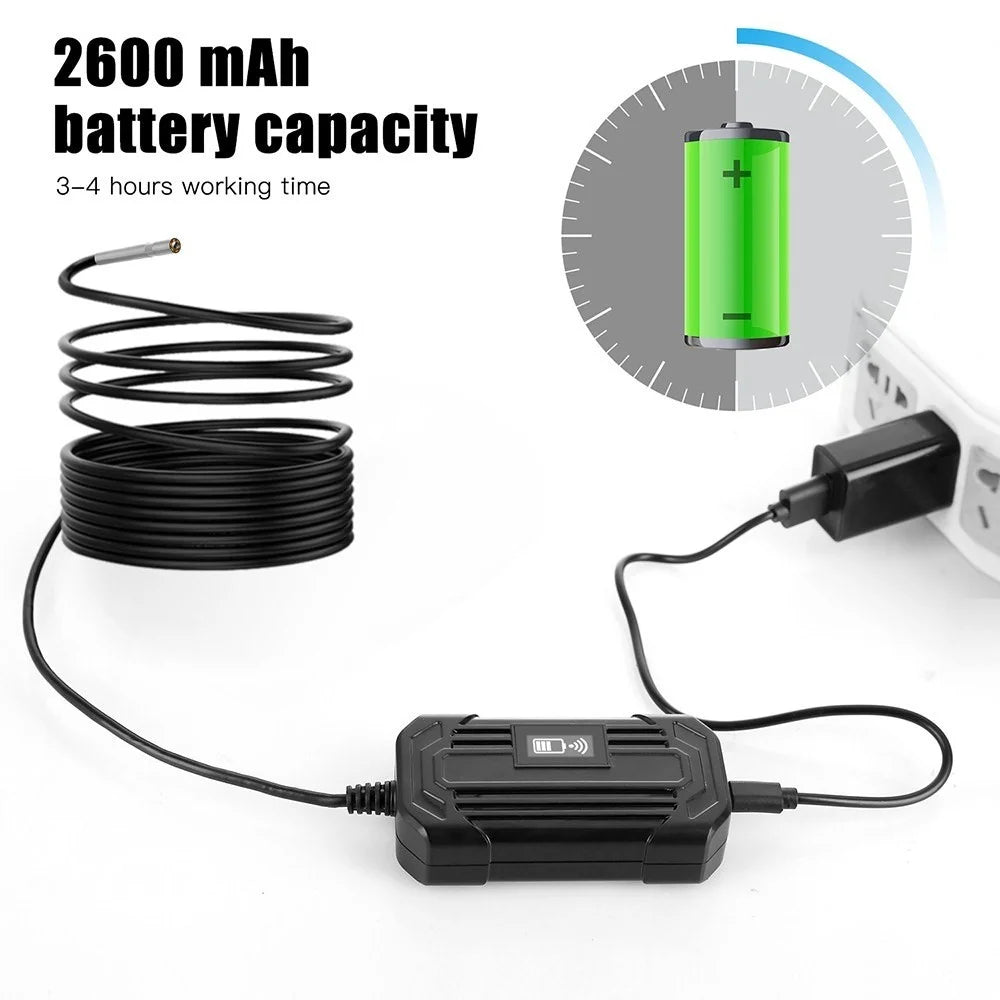 2m Hard Wire Wireless Fidelity Connected Industrial Endoscope Borescope IP67 Waterproof Inspection Camera with Built-in 6pcs Dimmable LEDs 3.9mm Lens 1960*1080 Resolution - 6