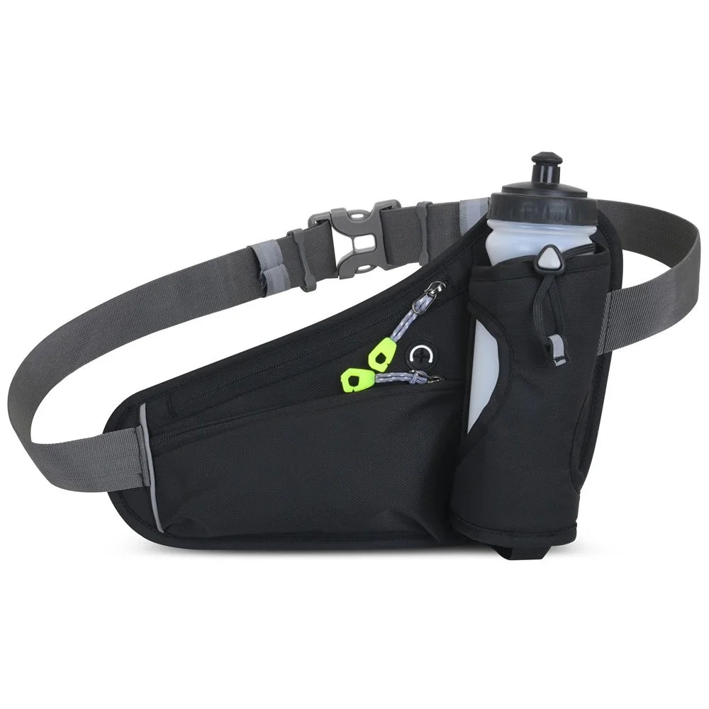 Sports Running Belt Waist Pack Bum Bag Hydration Belt Bag with Water Bottle Holder for Men and Women - Black - 1