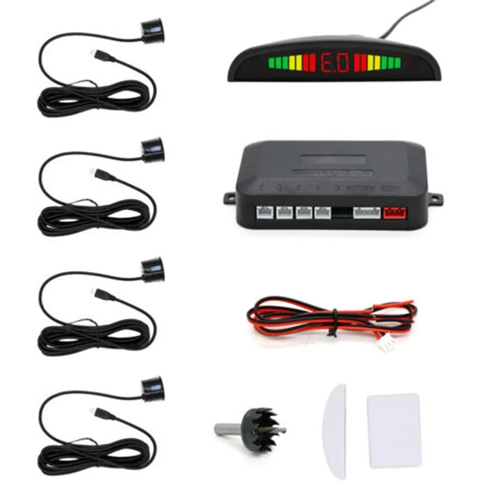 Digital Display Car Sensor Backup Reverse Rear View Radar Alarm Safety System Kit - Black - 4