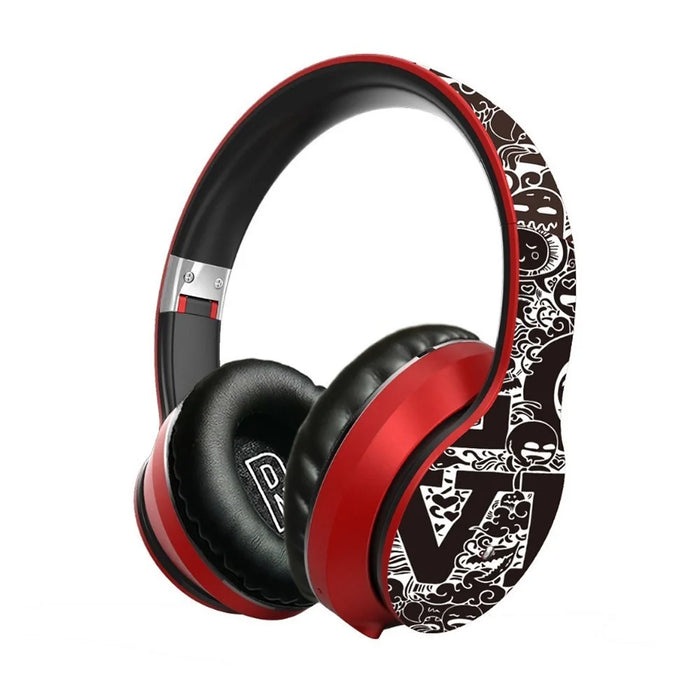 B1 Bluetooth-compatible 5.0 Wireless Sports Headphone Foldable Hands-free Headset Rechargeable Wireless/Wired Headphone Support TF Card/FM - Red - 1