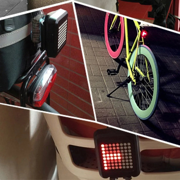 MTB Bike Taillight 64LED Intelligent Turn Signal Stoplight Bicycle Projective Warning Light USB Charging Lamp - 6
